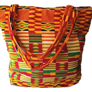 African Print Shopping Bag - Orange